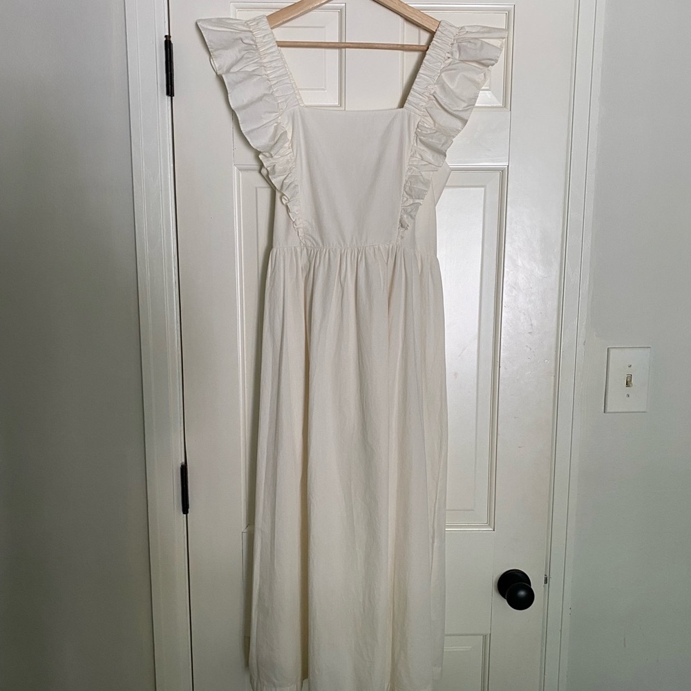 H&M Poplin Cream Dress Open Back New